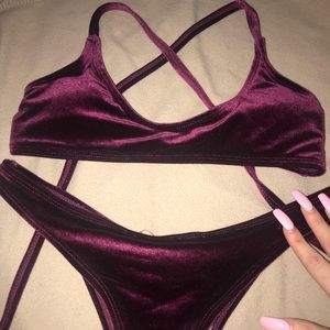 Burgundy velvet bikini